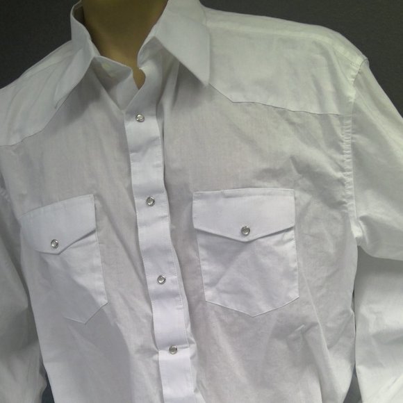 Wrangler Western Pearl Snap Shirt Long Sleeve White Men's 2XL - Picture 2 of 8